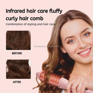 2 en 1 Boucleur à chaleur instantanée Outil de coiffure <span class=keywords><strong>Brosse</strong></span> à cheveux électrique à infrarouge Fer à lisser chaud Peigne thermique <span class=keywords><strong>Brosse</strong></span> <span class=keywords><strong>ronde</strong></span> - Product Image 3