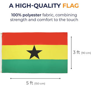 Рекламный пользовательский флаг 3x5ft 100% полиэфирного цвета яркий невыцветающий пользовательский уличный декоративный флаг Ганы - Product Image 2