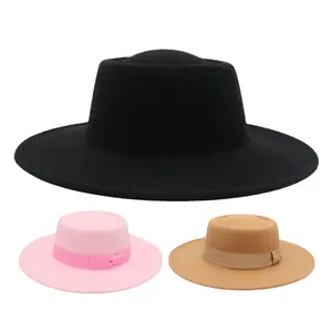 Chapeau Fedora français noir pour femme Chapeau melon de banquet Hiver Automne Laine Jazz Hommes Feutre Élégant Chapeau Fedora en laine à large bord de 8.5cm