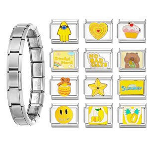 สร้อยข้อมือสไตล์อิตาลีแบบโมดูลาร์ ดีไซน์การ์ตูน ทำจากสแตนเลส เหมาะสำหรับทุกเพศทุกวัย สวมใส่ได้ทุกวัน ประดับด้วยเรซิ่นอีพ็อกซี่และลูกปัด - Product Image 1