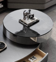 Neuester Cooler Runder Drehbarer Couchtisch für das Wohnzimmer Tragbarer Schwenkbarer Glas-Beistelltisch mit Schublade