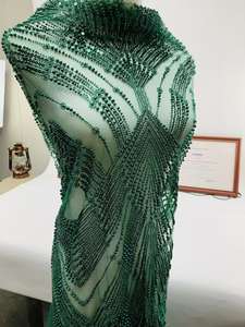 장미 무늬 3D 꽃 스팽글 레이스 원단 핑크 웨딩 드레스 스팽글 고급 튤 신부 비즈 레이스 원단 - Product Image 6