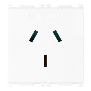 Prise blanche Sicury 2P+T 10A Australie 250V hauteur 5,3 cm - Product Image 1