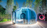 Dôme de capsule transparent en PC préfabriqué pour camping de luxe, tente de glamping, maison à bulles modulaire, vente chaude