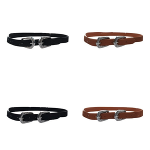 Cintura in Vera Pelle 100cm Nera Marrone con Fibbia Argento Moda Donna Uomo - Product Image 2