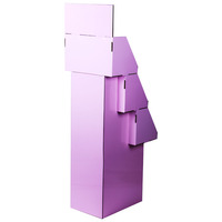Étagères de présentation en carton pour magasin de détail, personnalisées, à 3 niveaux, rose, forme carrée moderne, portables, rotatives, pour supermarché, cadeaux, chapeaux