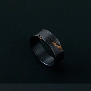 Nouvelle bague pour homme en argent réglable, style rétro, deux couleurs, or trempé, feu de flux, hip-hop, garçon, vintage, noir, bague de couple - Product Image 2