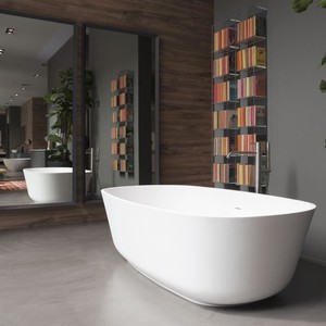 Antonio Lupi moderno lussuoso Baia vasca da bagno ovale bianco acrilico travertino pietra con aria massaggio ammollo funzione per bagni - Product Image 6