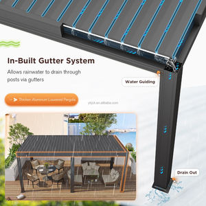 Pérgola de techo impermeable con persianas motorizadas de aluminio de tamaño estándar de <span class=keywords><strong>3x3</strong></span> 3x4m con tira de LED y persianas para exteriores para jardín o Patio - Product Image 5