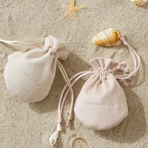Custom Logo Luxury Velvet Bracelet Drawstring Bag Jewelry Pouches Flocking Suede Gift Packaging Bags