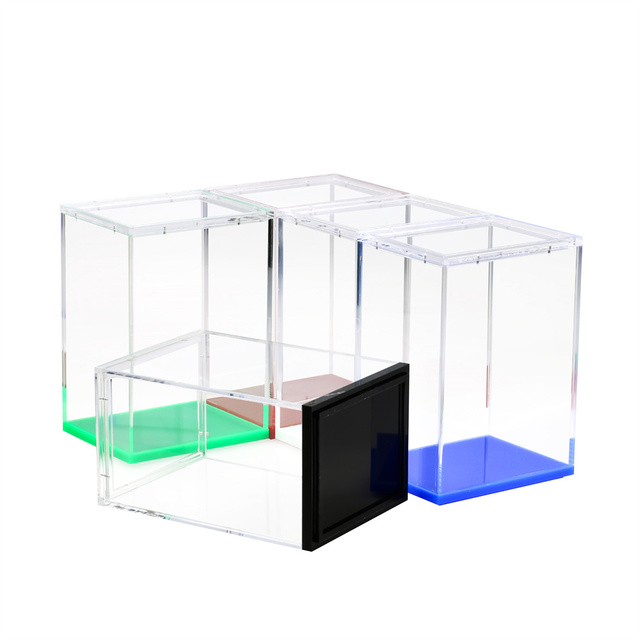 Customized Colored Base Magnetic Lid Pop Figures Display Case 4 mm Acrylic Clear Fun Ko Pop Box Hard Protector
