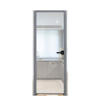 Pintu Kaca Interior Tunggal Anti Air Harga Murah dengan Kaca Tempered Buram dan Bingkai Aluminium Ramping