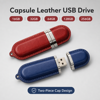 Flashdisk Kulit Logo Kustom USB 2.0 Baru Grosir Hadiah Promosi 8GB-64GB Memory Stick