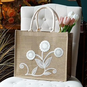 批发便宜的天然粗麻布亚麻黄麻手提袋促销礼品婚礼 - Product Image 4