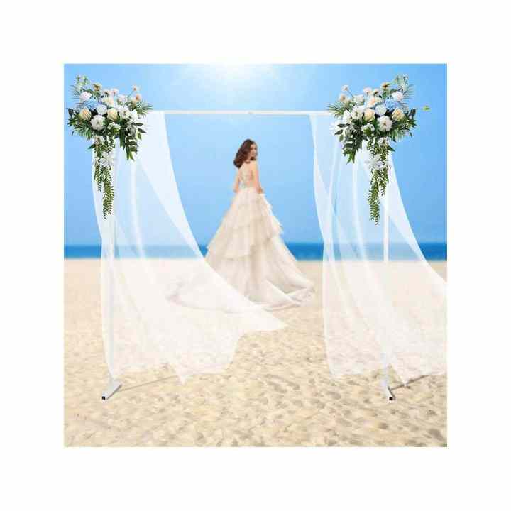 2*2M White Wedding Banner Stands 25mm Square Tube for Weddings Anniversaries Birthday Parties and Any Other Special Events