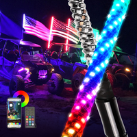 Antenne lumineuse LED flexible en spirale RGB pour bateau, UTV, VTT, avec contrôle Bluetooth via application, 2ft, 3ft, 4ft, 5ft, 6ft, 5150