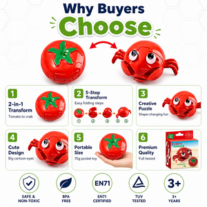 Giocattolo Trasformabile da Pomodoro a Granchio, Gioco Educativo Creativo per Bambini, Puzzle Magico Deformabile, Regalo Originale - Product Image 3