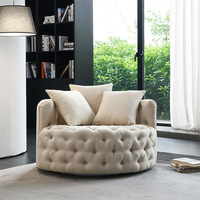 Ensemble de 2 fauteuils en velours modernes pour meubles de salon Fauteuil d'appoint de luxe pour salon Modèles de fauteuils ronds et pivotants surdimensionnés