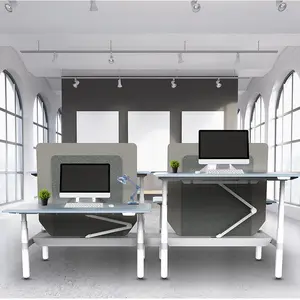ZGO meja berdiri bebas dua sisi, bangku dan meja ergonomis tinggi dapat diatur stasiun kerja rumah kantor berdiri tinggi dapat diatur