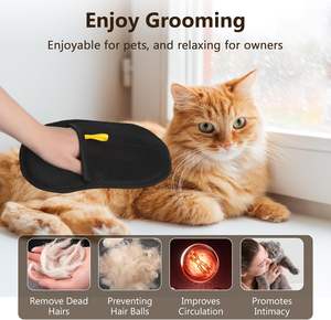 Gant de toilettage pour animaux de compagnie, élimination des poils de chat, en polyester réutilisable, doux, ambidextre, pour vêtements, lit, tapis, canapé, massage, nettoyage - Product Image 5