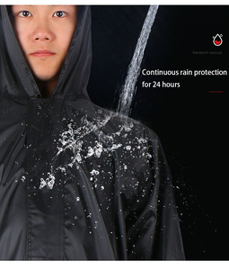 Aeofa-chubasquero impermeable de talla única para <span class=keywords><strong>hombre</strong></span>, abrigo largo con capucha, impermeable, color negro, con protección reflectante en la espalda, 100% - Product Image 6