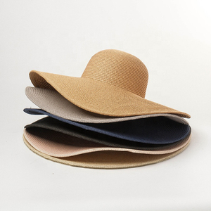 Sombrero de paja de papel para mujer moda sol playa flexible ala grande pesca informal rayas protector solar UV verano alta calidad al por mayor - Product Image 1