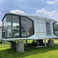 Maison capsule moderne en acier Apple avec chambre à coucher, salon, cuisine, maison préfabriquée mobile, hôtel capsule intelligent