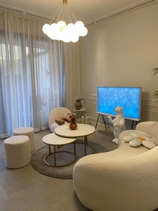Ensemble de canapé en tissu de patte de chat de style crème de forme irrégulière pour petits salons Chambres <span class=keywords><strong>d</strong></span>'hôtes pour <span class=keywords><strong>la</strong></span> réception Zones Internet Éponge - Product Image 3