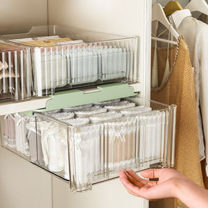 Transparent Lingerie <b>Storage</b> <b>Box</b> Rectangle <b>Drawer</b> Style Wardrobe Organizer For Socks Underwear Clothing Divider - Product Image 3