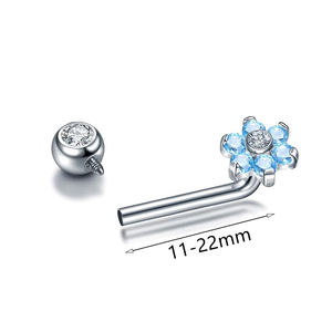 Retenedores y Joyería Discreta de Titanio 14G, <span class=keywords><strong>Piercing</strong></span> <span class=keywords><strong>Christina</strong></span> con Flor de Cristal, Aro Vertical para Clítoris, <span class=keywords><strong>Piercing</strong></span> Genital - Product Image 2
