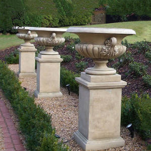 BLVE personalizzato Villa interna intaglio a mano rotondo in pietra naturale vaso di fiori in marmo bianco - Product Image 2