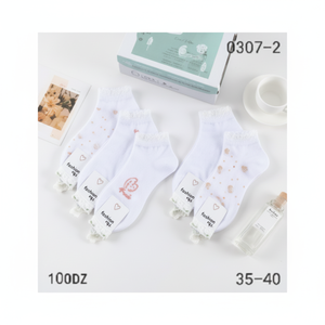 Calze corte bianche stampate 3D in Nylon traspirante e Spandex Logo personalizzabile lunghezza alla caviglia sottile per la primavera e l'estate - Product Image 1