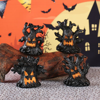 Décoration d'Halloween en résine, démon lumineux à LED pour arbre, miniature effrayante, artisanat décoratif pour intérieur, maison hantée
