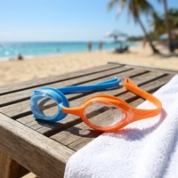 Nouvelles lunettes de natation d'été avec logo imprimé, sangle en silicone de haute qualité, lentille en PC anti-buée, petite taille pour enfant