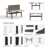 Bureau d'angle électrique réglable en hauteur ATWOKA en forme de L avec panneau d'intimité
