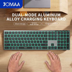 JOMAA RGB Wireless Rechargeable <b>Keyboard</b> and Mouse Aluminum Alloy Full Size USB Silent Click <b>Keyboard</b> Ergonomic Vertical Mouse - Product Image 2