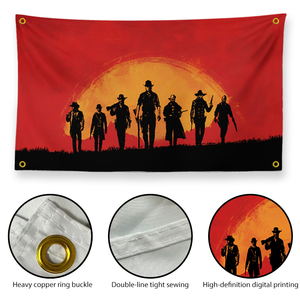 Tapisserie Red Dead Redemption 2 avec silhouette du gang <span class=keywords><strong>Van</strong></span> Der Linde, décoration murale pour fans de jeux, bannière avec silhouette du gang RDR2 - Product Image 5