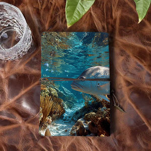 Cierre de corbata Vintage A6 hecho a mano <span class=keywords><strong>para</strong></span> cuaderno, 160 páginas, regalo Ideal <span class=keywords><strong>para</strong></span> coleccionistas de vinilo con <span class=keywords><strong>peces</strong></span>, corales, plantas marinas bajo el agua - Product Image 3