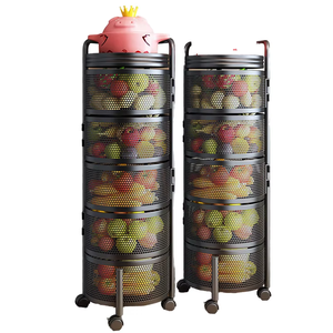 Multifunctionele Ronde 360 Graden Roterende <span class=keywords><strong>Trolley</strong></span> Roterende Groenterek Huishoudelijke Opslagplank Met Wielen Voor Keuken - Product Image 1