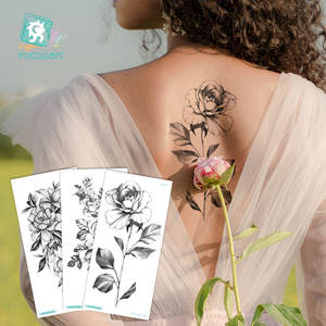 Tatuaggi Temporanei per Adulti in Vendita, Disegni di Fiori Neri, Tatuaggio Impermeabile per Braccio Femminile, Adesivo Artistico per Corpo, per Donne e Uomini - Product Image 1