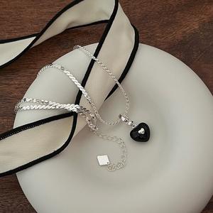 Collier en argent pur S925 en forme de cœur avec zircon, design élégant de style ancien, bijoux légers, pendentifs et breloques simples et tendance - Product Image 5