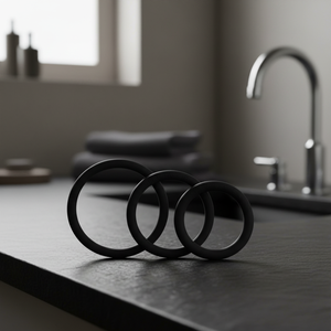 Set di anelli a C per uomo, anello per pene, per prolungare il tempo del rapporto, in gomma nera, 3 pezzi - Product Image 3