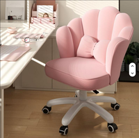 Chaise pivotante ergonomique rose pastel, tabouret de coiffeuse rembourré doux, chaise de bureau à domicile pour la chambre de fille, salon de beauté