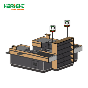 เคาน์เตอร์ POS ซูเปอร์มาร์เก็ตประสิทธิภาพสูง ระบบทางเดินชำระเงินแบบโมดูลาร์ ดีไซน์ทันสมัยสำหรับตกแต่งภายในร้านค้าปลีกยุคใหม่ - Product Image 1