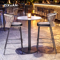 Meubles de jardin en rotin d'extérieur, chaise moderne pour terrasse d'hôtel, tabourets de bar en aluminium tressé, table à manger pour restaurant