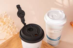 Vasos de plástico desechables modernos de 90mm con tapa para bebidas frías Impresión personalizada para jugo o bebidas calientes - Product Image 6