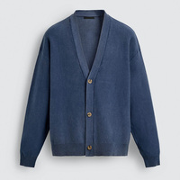 Herren Maßgefertigter Gestrickter Jacquard-Cardigan 100% Baumwolle Gewaschen Locker Sitzend V-Ausschnitt Langarm Frühling Atmungsaktiv Y2K Streetwear