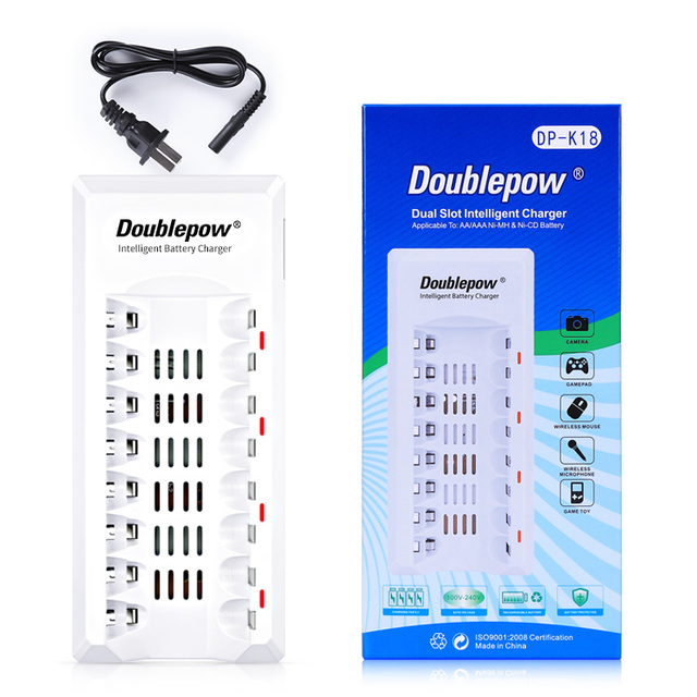Intelligent 8-Channel Portable Battery Charger Fast AC/DC Rechargeable AA AAA NI-MH NI-CD 1.2V Battery Charger with LED Display