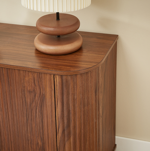 Modern Adjustable Sideboard Storage Cabinet TV Stand with Wave Pattern <b>Buffet</b> Cabinet Wooden Vertical Striped Living Room - Product Image 5