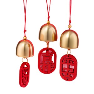 Pendentif carillon éolien en alliage de style chinois, étiquette rouge, décoration de festival pour le Nouvel An chinois, ornement à suspendre à la porte avec pompon - Product Image 5